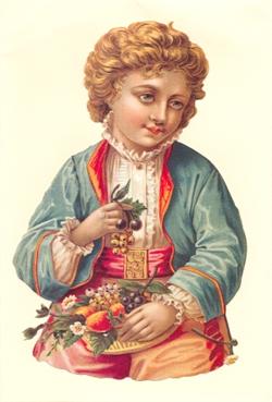 Kort - Glansbillede Dreng med frugt